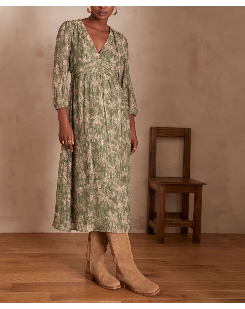 Vestido Mélanie con estampado de hojas