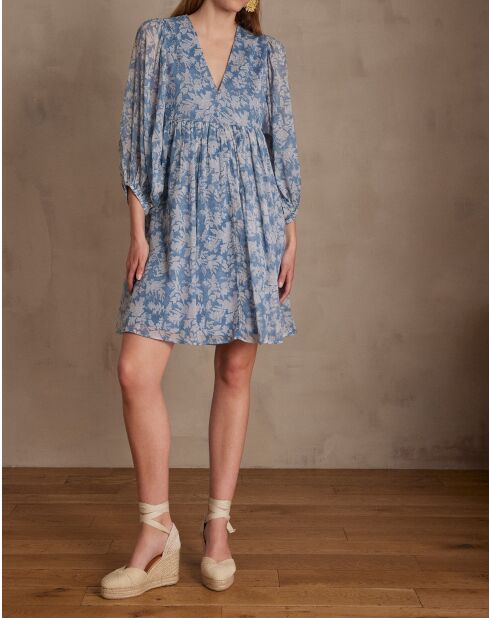 Lauriza himmelblaues bedrucktes Kleid