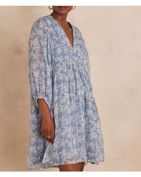 Lauriza himmelblaues bedrucktes Kleid