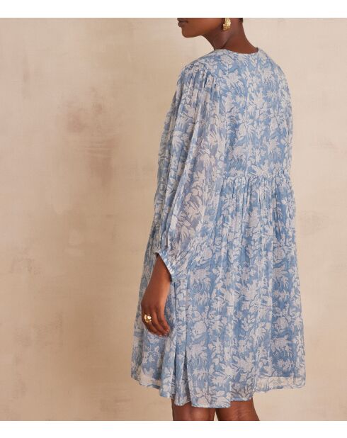 Lauriza himmelblaues bedrucktes Kleid
