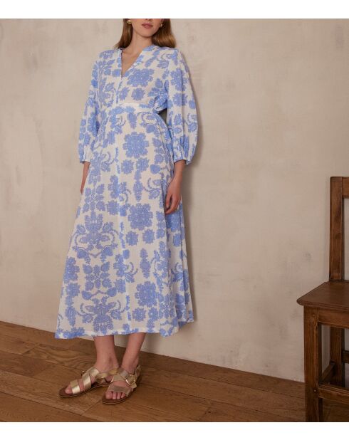 Himmelblaues bedrucktes Kleid Mirana