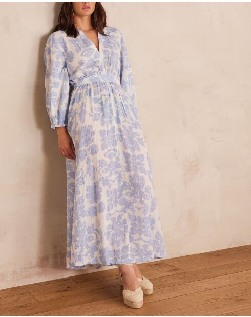 Himmelblaues bedrucktes Kleid Mirana