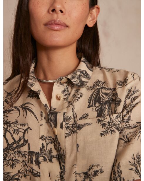Maxine jurk met crèmekleurige print