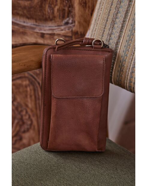 Pochette téléphone Gaspard camel clair