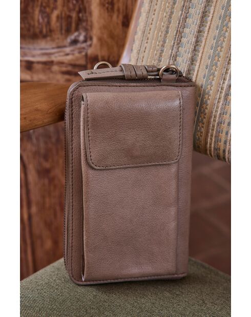 Pochette téléphone Gaspard taupe foncé