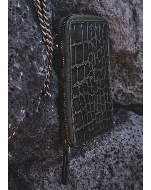 Cartera ámbar de piel verde inglesa