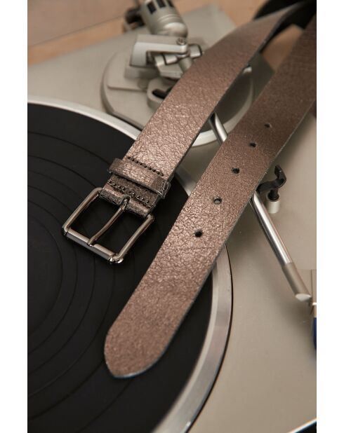 Ceinture moyenne en cuir Jules argentée