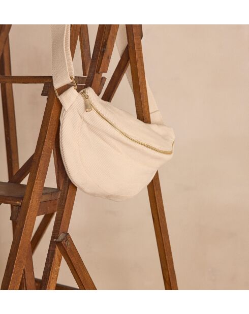Sac besace Gelina en velours écru