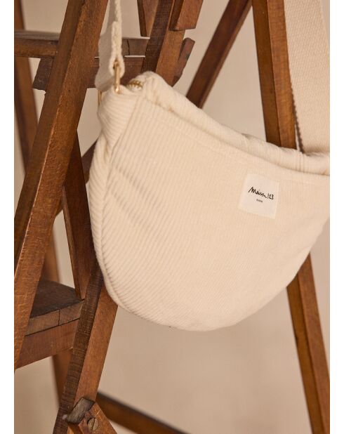 Sac besace Gelina en velours écru