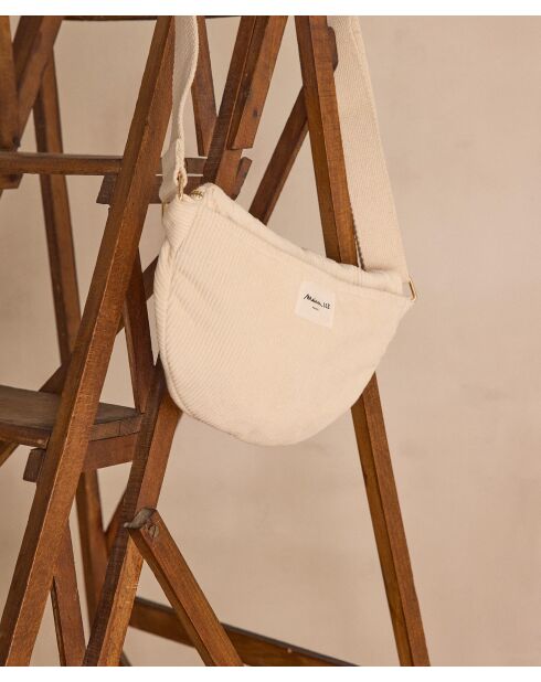 Sac besace Gelina en velours écru