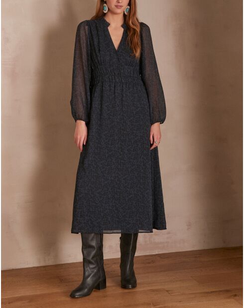 Robe Lara imprimée marine
