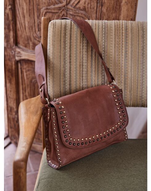 Sac besace en cuir Gaspard camel clair