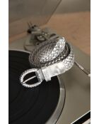Ceinture moyenne Enzo en cuir argentée
