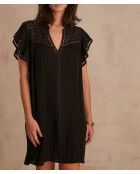 Besticktes schwarzes Kleid Margot