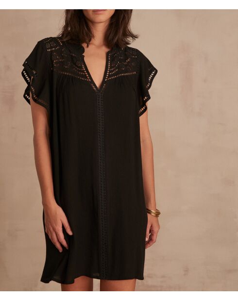 Besticktes schwarzes Kleid Margot
