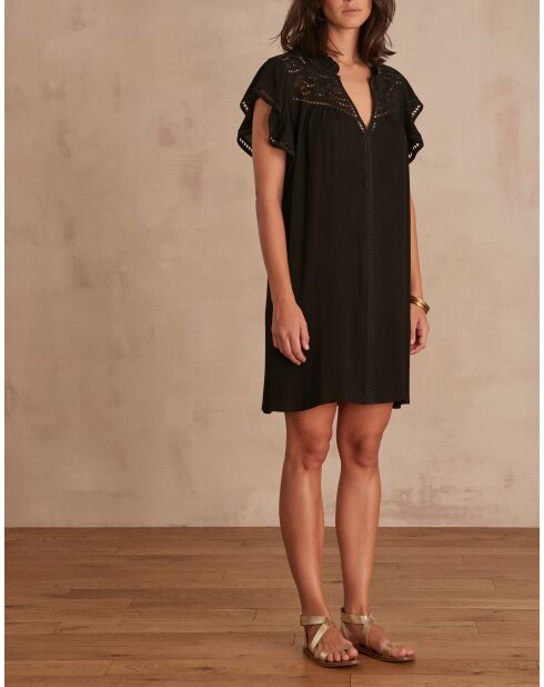 Besticktes schwarzes Kleid Margot