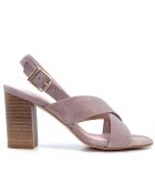 Sandales à talon en daim Goldie taupes - Talon 7,5 cm
