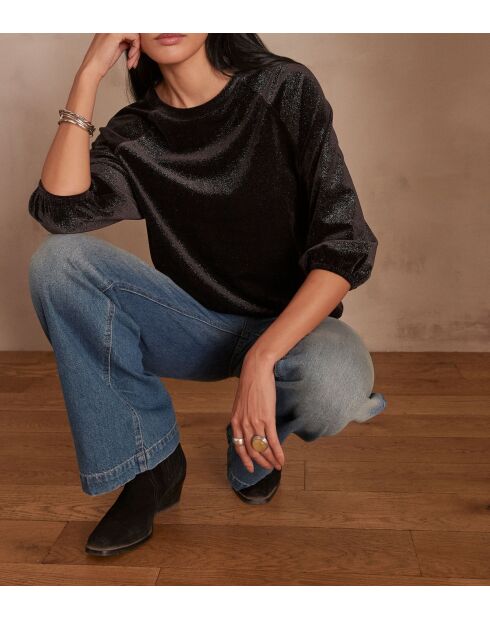 T-shirt en velours Topaze noir