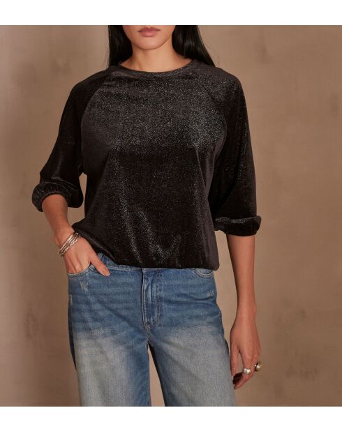 T-shirt en velours Topaze noir