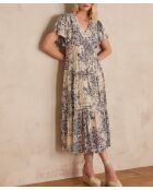 Blauwe jurk met print Camille
