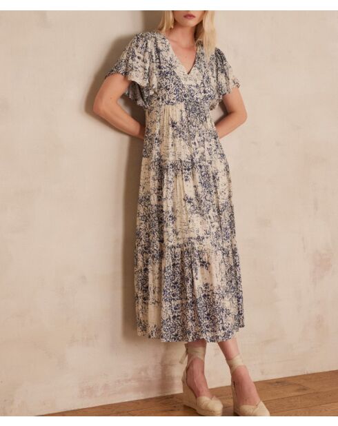 Blauwe jurk met print Camille