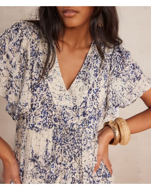 Blauwe jurk met print Camille