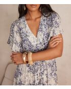 Blauwe jurk met print Camille