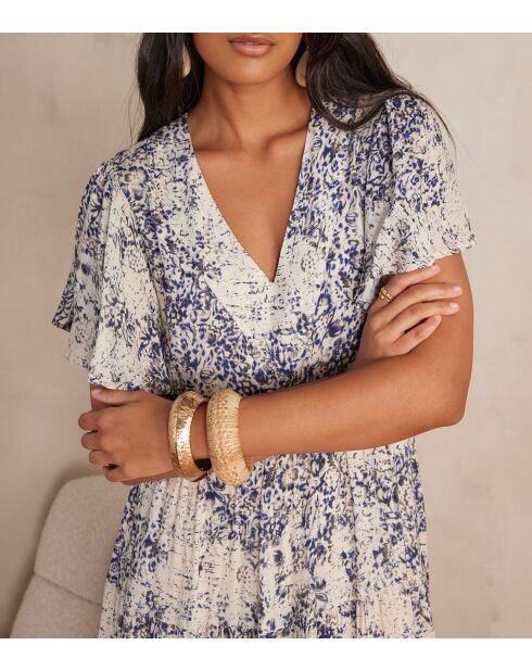 Blauwe jurk met print Camille