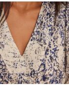 Blauwe jurk met print Camille