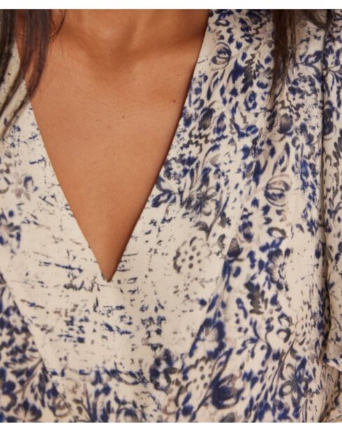 Blauwe jurk met print Camille
