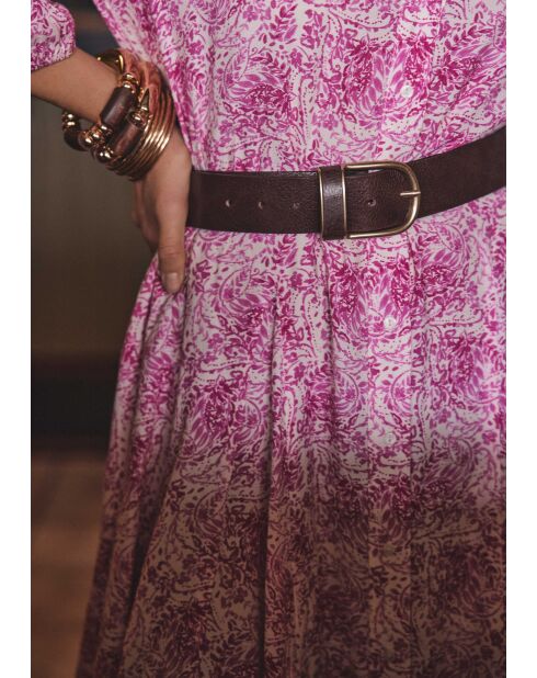 Ceinture moyenne en cuir Jean chocolat