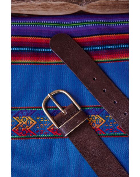 Ceinture moyenne en cuir Jean chocolat