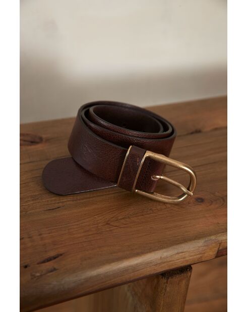 Ceinture moyenne en cuir Jean chocolat