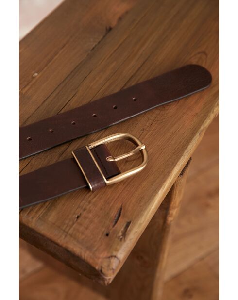 Ceinture moyenne en cuir Jean chocolat