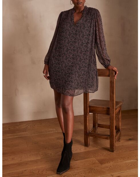 Mylene bordeauxrode jurk met print