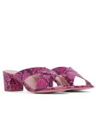 Sandales à talon en cuir de sérpent Nizza fuchsia