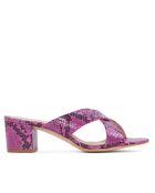 Sandales à talon en cuir de sérpent Nizza fuchsia