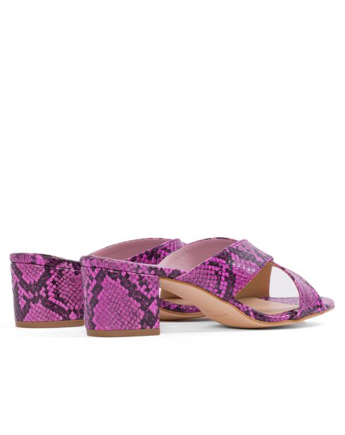 Sandales à talon en cuir de sérpent Nizza fuchsia