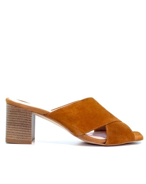 Zoe Sandalen aus braunem Velourslederabsatz - 6,5 cm Absatz