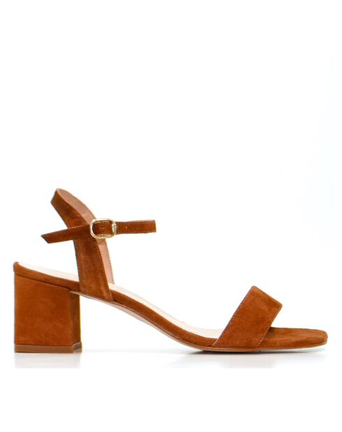 Elba Sandalen aus braunem Veloursleder mit Absatz 5 cm