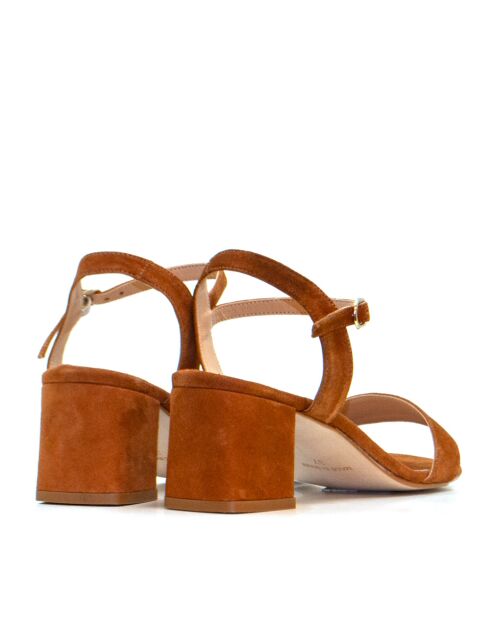 Elba Sandalen aus braunem Veloursleder mit Absatz 5 cm