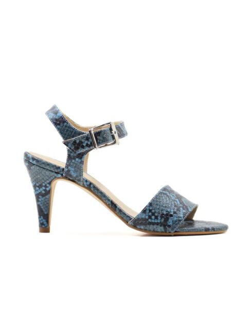 Blaue Sandalen Gloria aus Schlangenleder - Absatz 6 cm