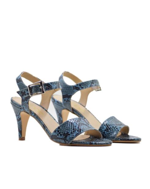 Blaue Sandalen Gloria aus Schlangenleder - Absatz 6 cm