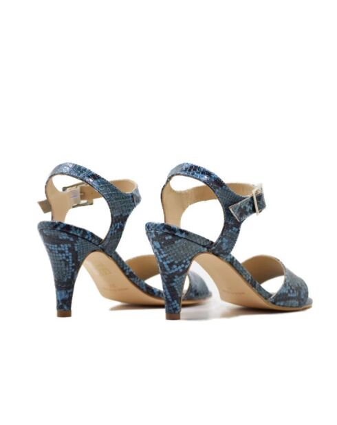Blaue Sandalen Gloria aus Schlangenleder - Absatz 6 cm