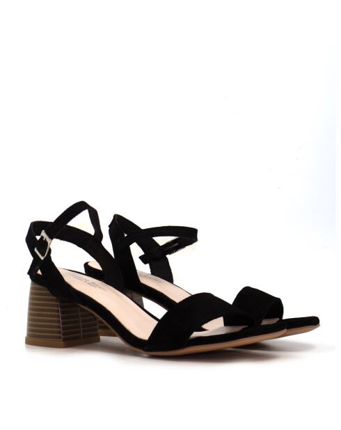 CA-1362 schwarze Ledersandalen