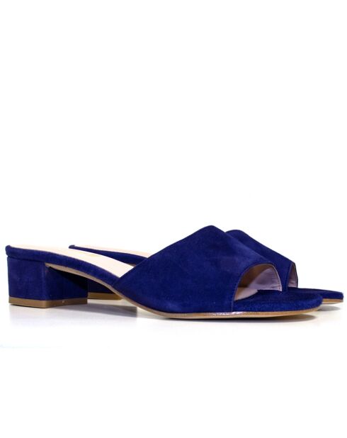 Marineblauwe sandalen met hak van suède Rita
