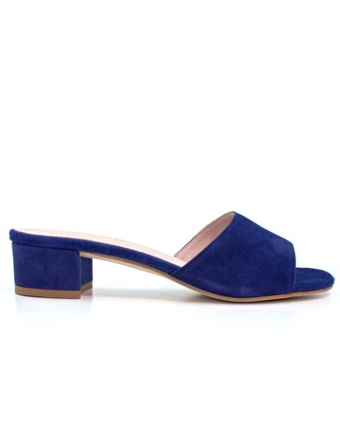 Marineblauwe sandalen met hak van suède Rita