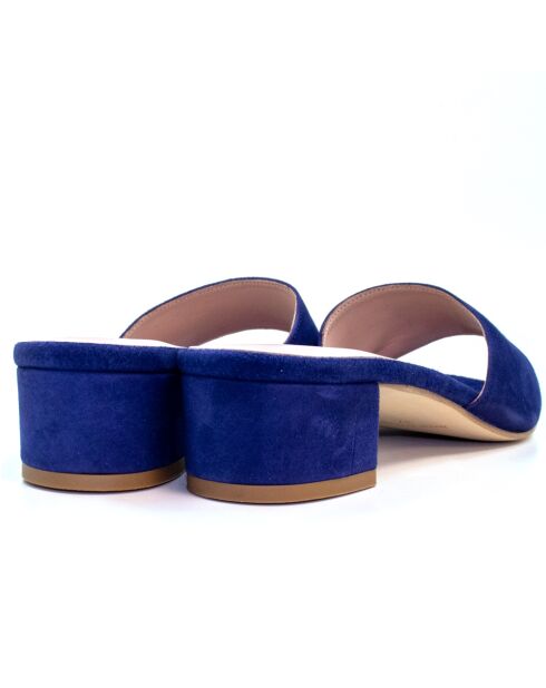 Marineblauwe sandalen met hak van suède Rita