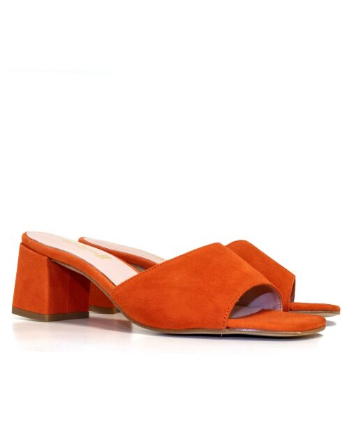 Sandales à talon en daim Rumba mandarin