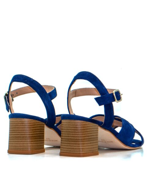 Marineblauwe sandalen met hak van suède in Azië - hak van 8 cm